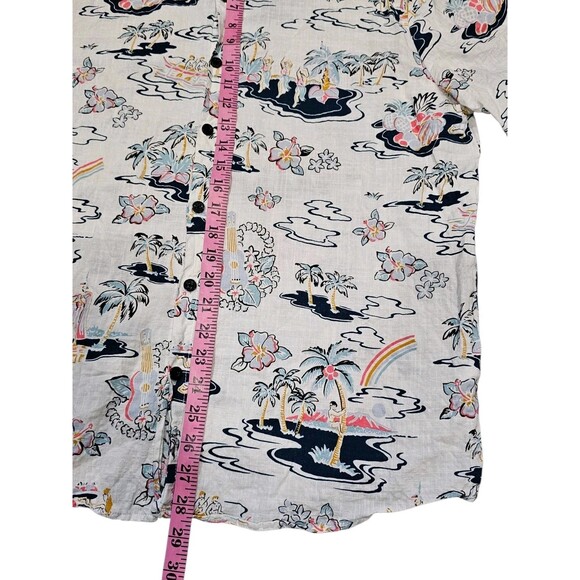 Mens L Aloha Shirt VatPave Button up Hawaiian Island Print Short Sleeve Beach - Picture 10 of 13